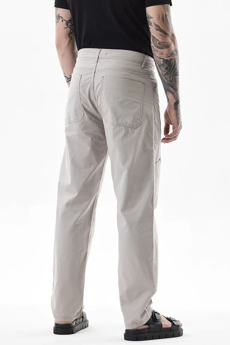 Snitch Beige Relaxed Fit Cotton Beige Cargo Pants for Men | Best Price UAE